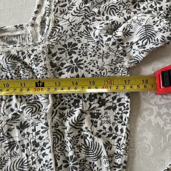 Lucky Brand Women Top Small Blouse Floral Square Neck Puff Sleeve Tie Sides - Picture 8 of 9